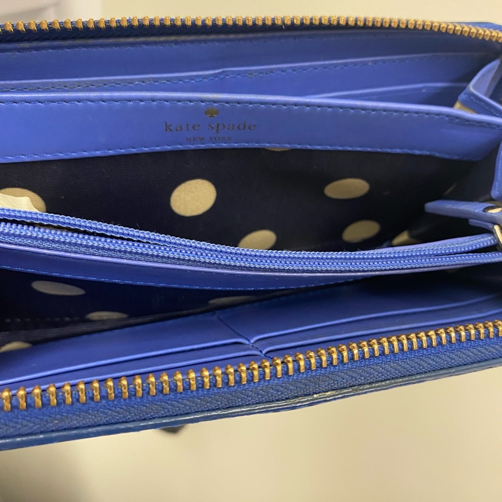 Kate Spade Glossy Cobalt Wallet Zipper Around - Picture 4 of 10